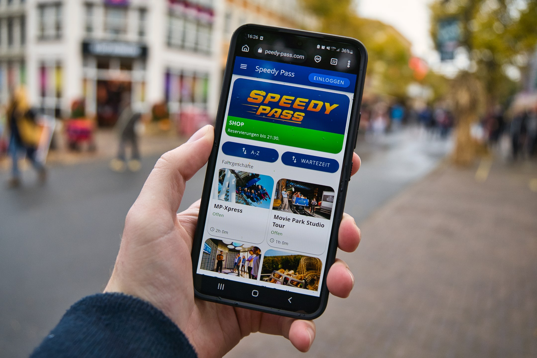 Speedy Pass im Movie Park – App-Anwendung auf dem Handy